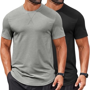 image:imageCOOFANDY Mens T Shirts Casual Short Sleeve Cotton Tee Shirts Hipster Hip Hop Longline TShirt Basic Summer TopsTwo Pack Black  Light Grey