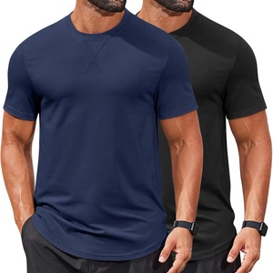 image:imageCOOFANDY Mens T Shirts Casual Short Sleeve Cotton Tee Shirts Hipster Hip Hop Longline TShirt Basic Summer TopsTwo Pack Black  Navy Blue