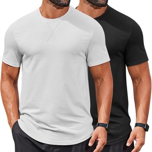 image:imageCOOFANDY Mens T Shirts Casual Short Sleeve Cotton Tee Shirts Hipster Hip Hop Longline TShirt Basic Summer TopsTwo Pack Black  White