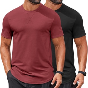 image:imageCOOFANDY Mens T Shirts Casual Short Sleeve Cotton Tee Shirts Hipster Hip Hop Longline TShirt Basic Summer TopsTwo Pack Black  Wine Red
