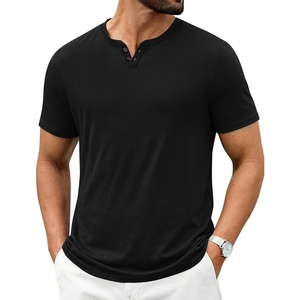 image:imageCOOFANDY Mens T Shirts Short Sleeve Casual V Neck TShirt Soft Notch Neck Tee Classic Plain ShirtsAll Black