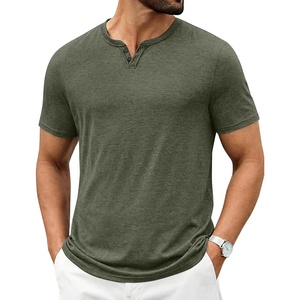 image:imageCOOFANDY Mens T Shirts Short Sleeve Casual V Neck TShirt Soft Notch Neck Tee Classic Plain ShirtsArmy Green