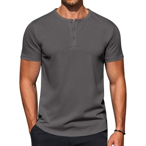 image:imageCOOFANDY Mens TShirts Henley Short Sleeve Cotton Shirts Button Tee Tops  COOFANDYDark Grey