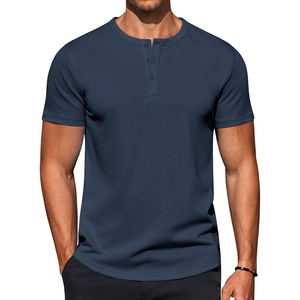 image:imageCOOFANDY Mens TShirts Henley Short Sleeve Cotton Shirts Button Tee Tops  COOFANDYNavy Blue