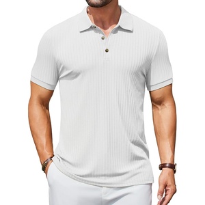 image:imageCOOFANDY Mens Textured Polo Shirts Short Sleeve Slim Fit Casual Button Polo TShirt Summer Collared Golf ShirtWhite