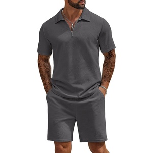 image:imageCOOFANDY Mens Tracksuit Casual 2 Piece Quarter Zip Polo Shirt and Shorts Set Athletic Jogging Sports OutfitsDark Grey