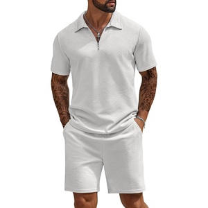 image:imageCOOFANDY Mens Tracksuit Casual 2 Piece Quarter Zip Polo Shirt and Shorts Set Athletic Jogging Sports OutfitsLight Grey