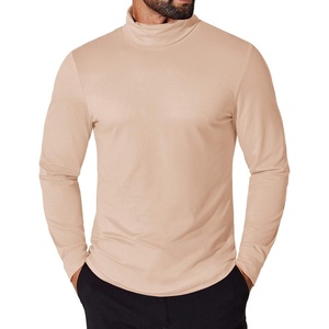 image:imageCOOFANDY Mens Turtleneck T Shirt Long Sleeve Pullover Sweater Slim Fit Lightweight Thermal Undershirt TopsLight Khaki