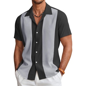 image:imageCOOFANDY Mens Vintage Bowling Shirt Short Sleeve Button Down Summer Cuba Beach ShirtsBlack Dark Gray