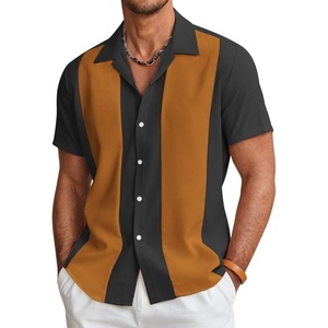 image:imageCOOFANDY Mens Vintage Bowling Shirt Short Sleeve Button Down Summer Cuba Beach ShirtsBlack Light Brown