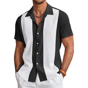 image:imageCOOFANDY Mens Vintage Bowling Shirt Short Sleeve Button Down Summer Cuba Beach ShirtsBlack White