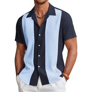 image:imageCOOFANDY Mens Vintage Bowling Shirt Short Sleeve Button Down Summer Cuba Beach ShirtsBlue Light Blue