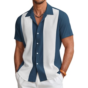 image:imageCOOFANDY Mens Vintage Bowling Shirt Short Sleeve Button Down Summer Cuba Beach ShirtsBlue White