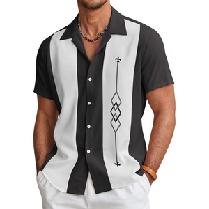image:imageCOOFANDY Mens Vintage Bowling Shirt Short Sleeve Button Down Summer Cuba Beach ShirtsBowling Black White