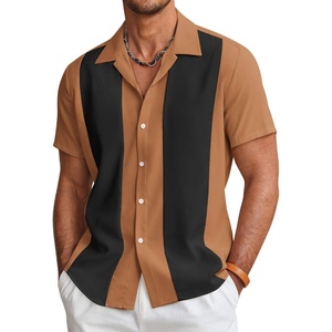 image:imageCOOFANDY Mens Vintage Bowling Shirt Short Sleeve Button Down Summer Cuba Beach ShirtsBrown Black