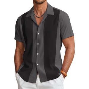 image:imageCOOFANDY Mens Vintage Bowling Shirt Short Sleeve Button Down Summer Cuba Beach ShirtsDark Gray Black