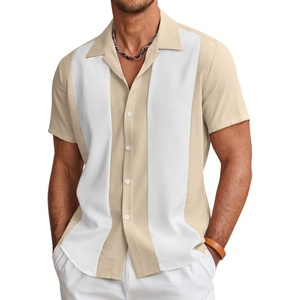 image:imageCOOFANDY Mens Vintage Bowling Shirt Short Sleeve Button Down Summer Cuba Beach ShirtsKhaki White