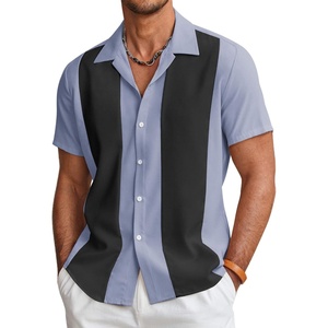image:imageCOOFANDY Mens Vintage Bowling Shirt Short Sleeve Button Down Summer Cuba Beach ShirtsLight Blue Black