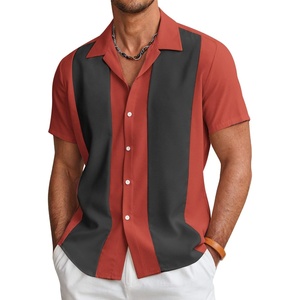 image:imageCOOFANDY Mens Vintage Bowling Shirt Short Sleeve Button Down Summer Cuba Beach ShirtsRed Black