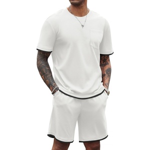 image:imageCOOFANDY Mens Waffle Shirt and Shorts Set 2 Piece Outfits Casual Summer Tracksuits Set with PocketsWhite