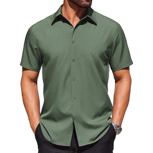 image:imageCOOFANDY Mens Wrinkle Free Dress Shirt Polka Dot Short Sleeve Button Down Business Casual ShirtsArmy Green