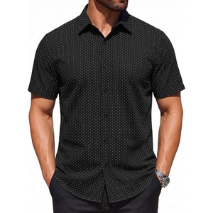 image:imageCOOFANDY Mens Wrinkle Free Dress Shirt Polka Dot Short Sleeve Button Down Business Casual ShirtsBlackpolka Dots