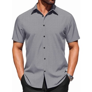 image:imageCOOFANDY Mens Wrinkle Free Dress Shirt Polka Dot Short Sleeve Button Down Business Casual ShirtsBlacksquare