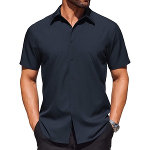 image:imageCOOFANDY Mens Wrinkle Free Dress Shirt Polka Dot Short Sleeve Button Down Business Casual ShirtsBlue Black