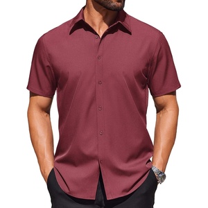 image:imageCOOFANDY Mens Wrinkle Free Dress Shirt Polka Dot Short Sleeve Button Down Business Casual ShirtsBurgundy