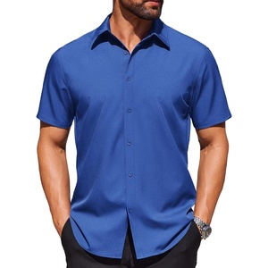 image:imageCOOFANDY Mens Wrinkle Free Dress Shirt Polka Dot Short Sleeve Button Down Business Casual ShirtsDark Blue