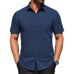 image:imageCOOFANDY Mens Wrinkle Free Dress Shirt Polka Dot Short Sleeve Button Down Business Casual ShirtsNavy Bluetriangle Arrow