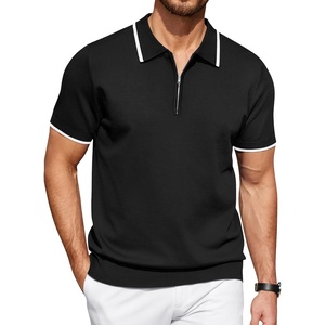 image:imageCOOFANDY Mens Zipper Polo Shirt Casual Knit Short Sleeve Polo T Shirt Classic Fit Shirts1black