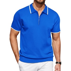image:imageCOOFANDY Mens Zipper Polo Shirt Casual Knit Short Sleeve Polo T Shirt Classic Fit ShirtsRoyal Blue