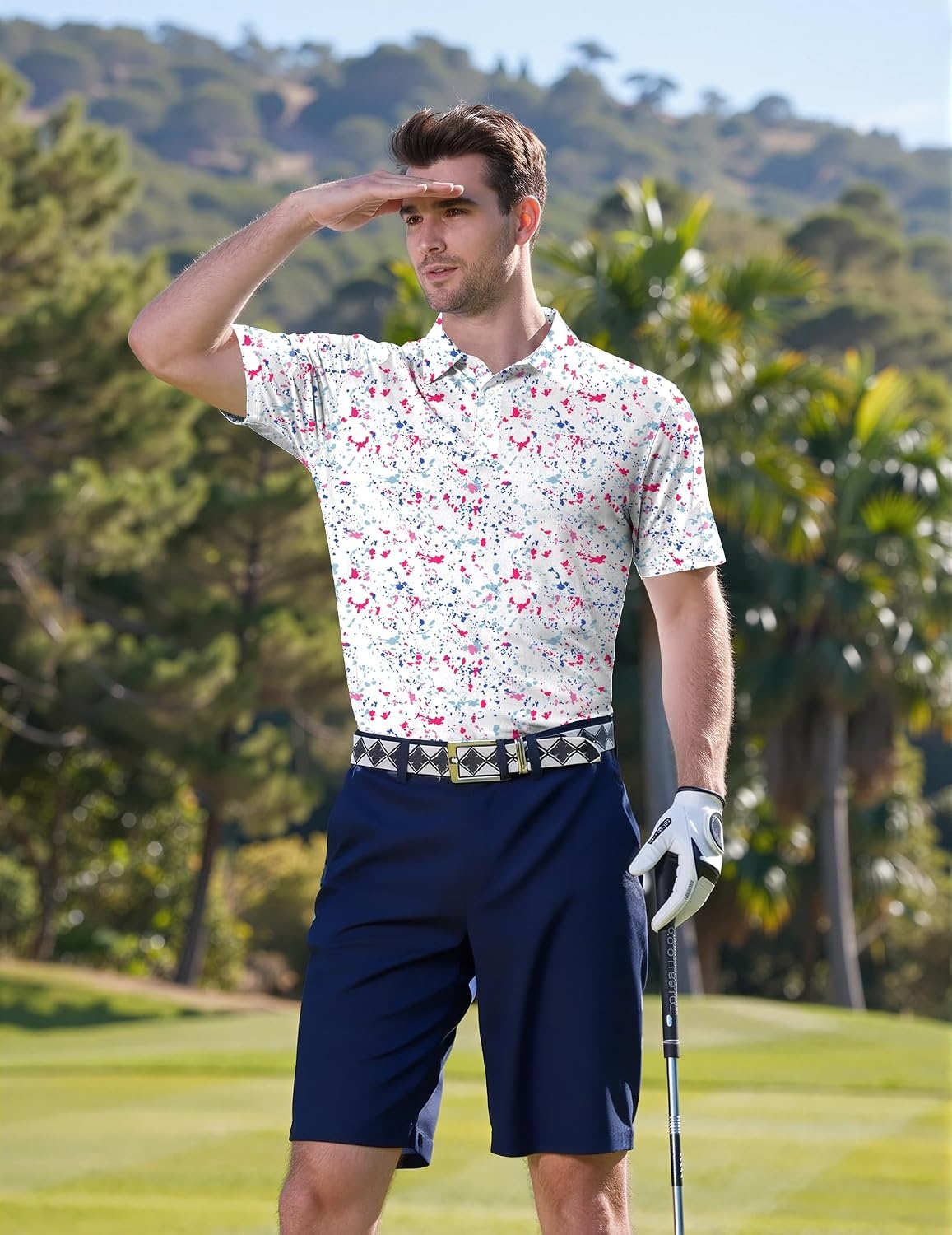 image:imageCOOFANDY Mens Golf Polo Shirts Short Sleeve Quick Dry Performance Moisture Wicking Golf Shirts Casual Print Collared ShirtA Colored Dots