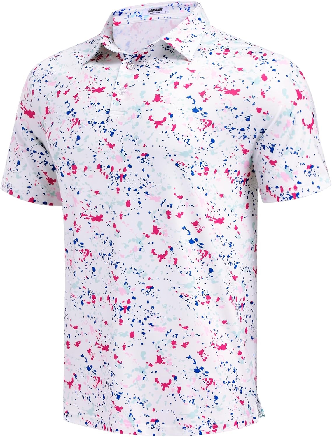 image:imageCOOFANDY Mens Golf Polo Shirts Short Sleeve Quick Dry Performance Moisture Wicking Golf Shirts Casual Print Collared ShirtA Colored Dots