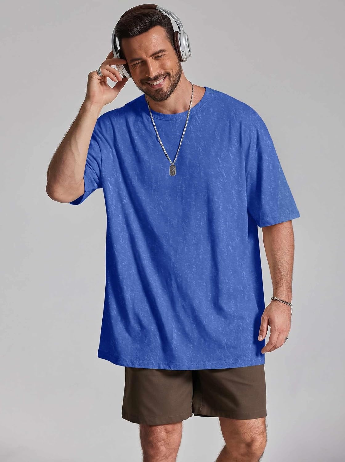 image:imageCOOFANDY Mens Oversized T Shirt Loose Fit Vintage Washed Tee Casual Streetwear Unisex Short Sleeve Heavy Cotton TopBlue