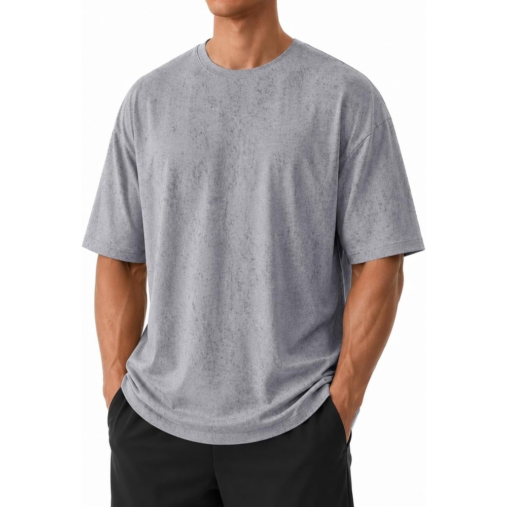 image:imageCOOFANDY Mens Oversized T Shirt Loose Fit Vintage Washed Tee Casual Streetwear Unisex Short Sleeve Heavy Cotton TopLight Grey