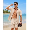 image:imageCOOFANDY 2 Piece Set for Men Cruise Outfits Set Mens Summer Vacation Outfit Short Sleeve Button Down ShirtsBeige