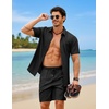 image:imageCOOFANDY 2 Piece Set for Men Cruise Outfits Set Mens Summer Vacation Outfit Short Sleeve Button Down ShirtsBlack