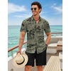 image:imageCOOFANDY 2 Piece Set for Men Cruise Outfits Set Mens Summer Vacation Outfit Short Sleeve Button Down ShirtsDark Green Print