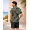 image:imageCOOFANDY 2 Piece Set for Men Cruise Outfits Set Mens Summer Vacation Outfit Short Sleeve Button Down ShirtsDark Green Print