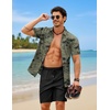 image:imageCOOFANDY 2 Piece Set for Men Cruise Outfits Set Mens Summer Vacation Outfit Short Sleeve Button Down ShirtsDark Green Print