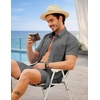 image:imageCOOFANDY 2 Piece Set for Men Cruise Outfits Set Mens Summer Vacation Outfit Short Sleeve Button Down ShirtsDark Grey