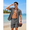 image:imageCOOFANDY 2 Piece Set for Men Cruise Outfits Set Mens Summer Vacation Outfit Short Sleeve Button Down ShirtsDark Grey