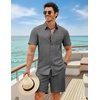 image:imageCOOFANDY 2 Piece Set for Men Cruise Outfits Set Mens Summer Vacation Outfit Short Sleeve Button Down ShirtsDark Grey