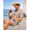 image:imageCOOFANDY 2 Piece Set for Men Cruise Outfits Set Mens Summer Vacation Outfit Short Sleeve Button Down ShirtsKhaki