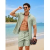 image:imageCOOFANDY 2 Piece Set for Men Cruise Outfits Set Mens Summer Vacation Outfit Short Sleeve Button Down ShirtsLight Green