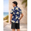 image:imageCOOFANDY 2 Piece Set for Men Cruise Outfits Set Mens Summer Vacation Outfit Short Sleeve Button Down ShirtsNavyapricot Bloom