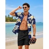 image:imageCOOFANDY 2 Piece Set for Men Cruise Outfits Set Mens Summer Vacation Outfit Short Sleeve Button Down ShirtsNavyapricot Bloom