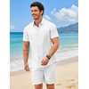 image:imageCOOFANDY 2 Piece Set for Men Cruise Outfits Set Mens Summer Vacation Outfit Short Sleeve Button Down ShirtsWhite